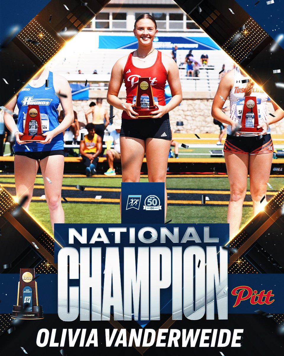 With a mark of 51.93, Olivia Vanderweide of @PittStGorillas is your National Champion in the women’s javelin 🦍 #MakeItYours | #D2WOTF