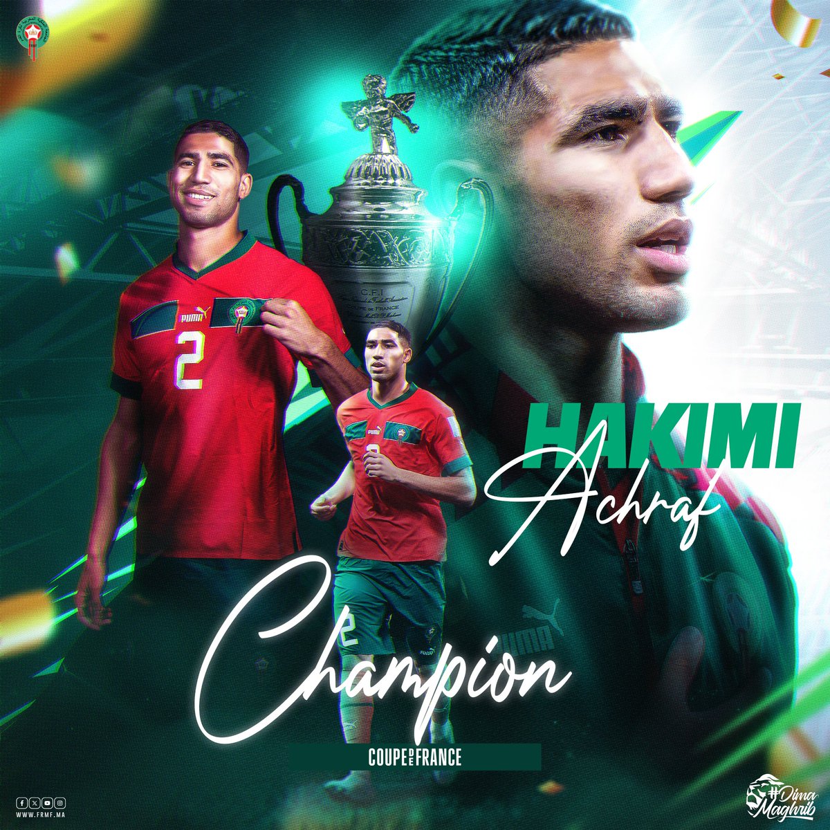 هنيئا لأشرف حكيمي تتويجه بكأس فرنسا رفقة فريقه باريس سان جيرمان 👏🏻 Congratulations to Achraf Hakimi 🦁 for winning the coupe de france title with his club Paris Saint Germain 💪🏻