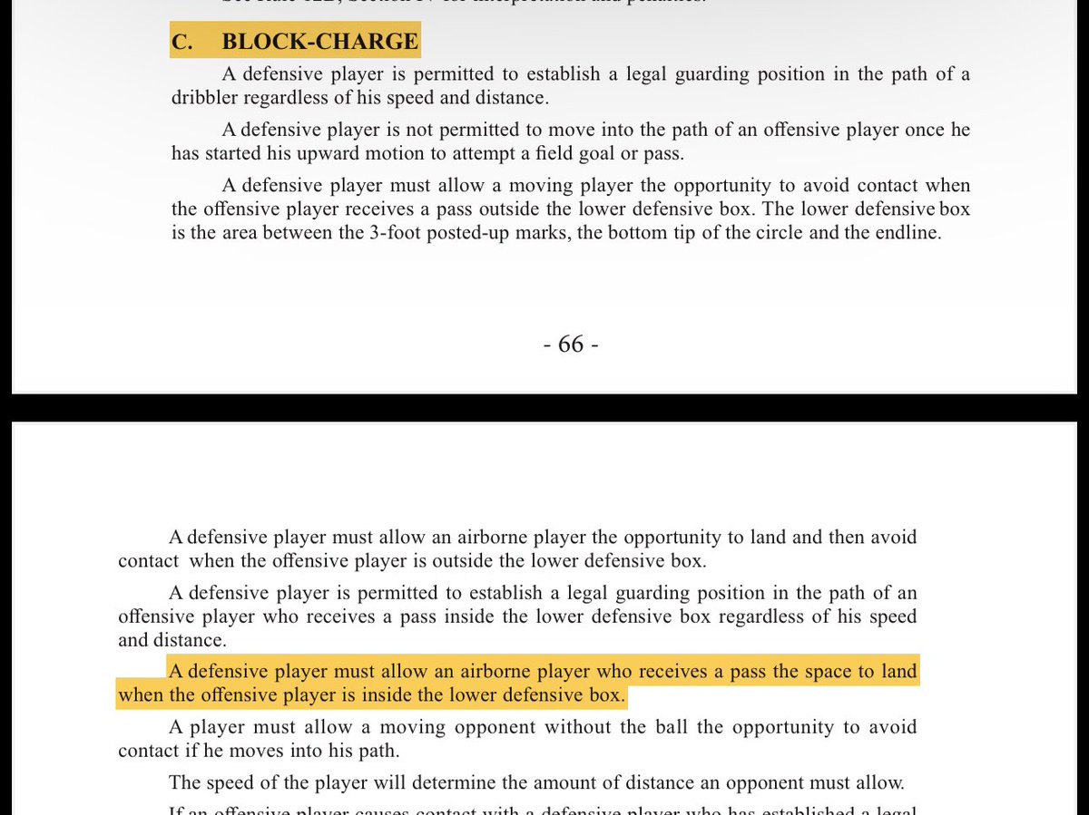 Tough one, but since Luka was an airborne player when he received the pass inside the Lower Defensive Box (LDB), KAT has to give him space to land. It’s very close, but I don’t think he gives him space to land without contact. (NBA Comments On The Rules II. C)