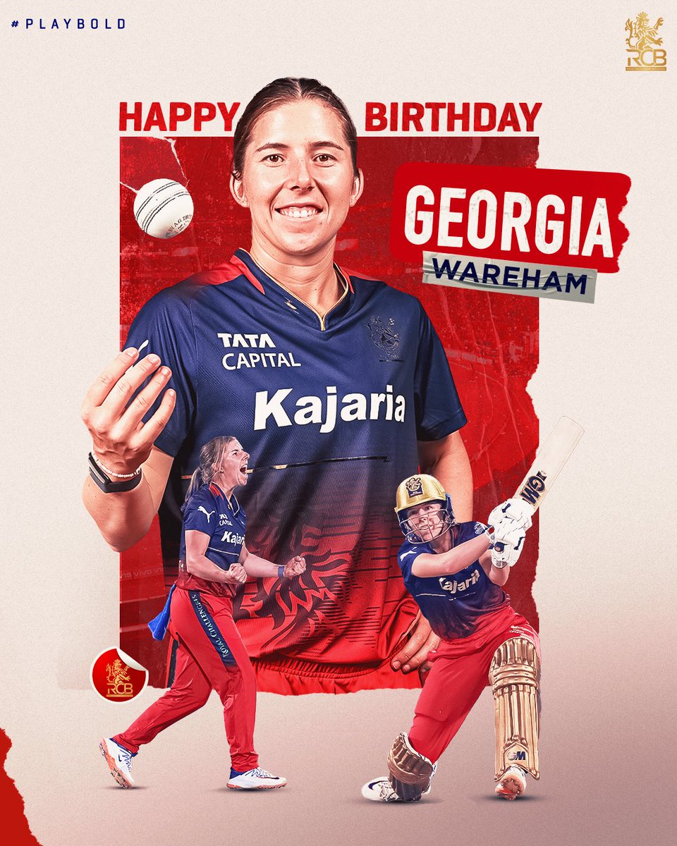 First birthday cheers as a Royal Challenger! 🥳 Join us in wishing happy returns to one of the stars of our #WPL2024 triumph, Georgia Wareham! 🎂 Have a great one, Wolfie! 🙌 #PlayBold #ನಮ್ಮRCB #SheIsBold