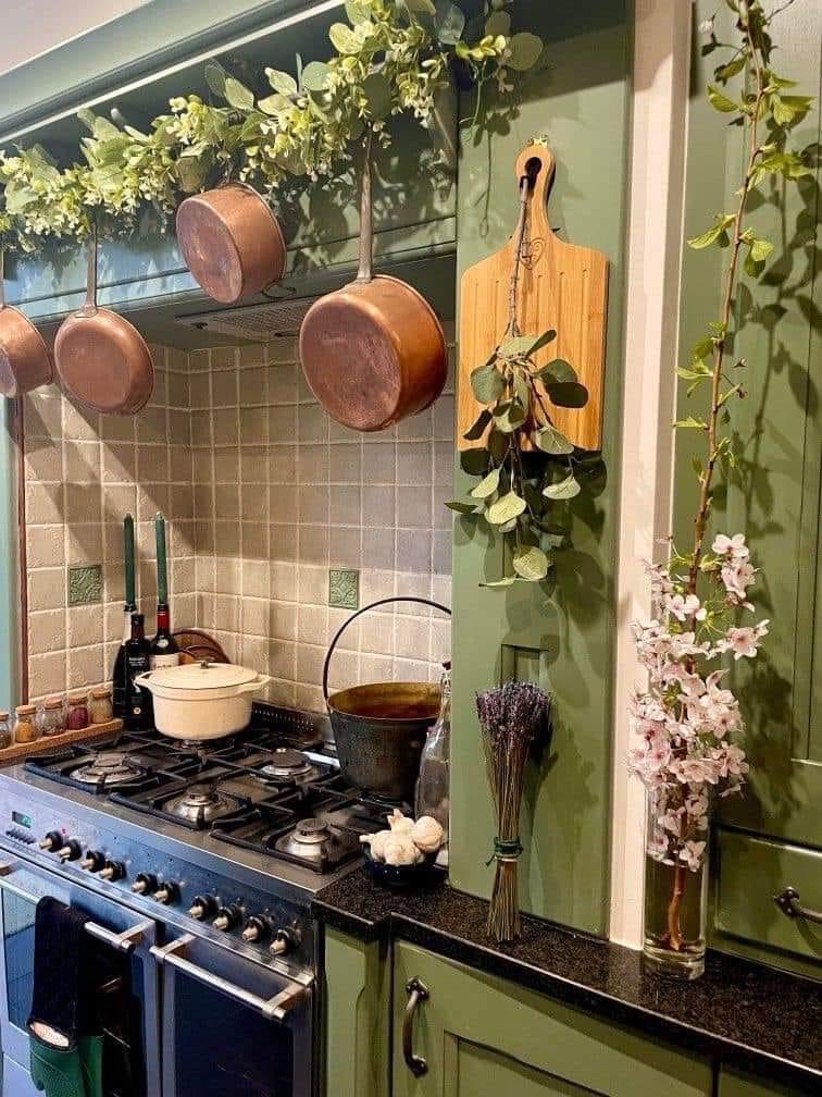 Love this green kitchen