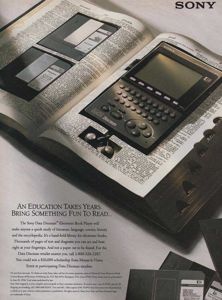NEW for 1993: - Sony introduces the Data Discman Electronic Book Player!