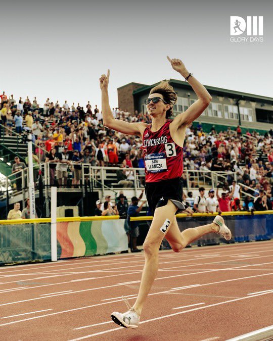 D3GloryDays's tweet photo. A very special moment for the @LynchburgTFXC squad as Sam Llaneza wins the 1500 in 3:51.05

This one’s for Frank https://t.co/h5t5KZK05Z