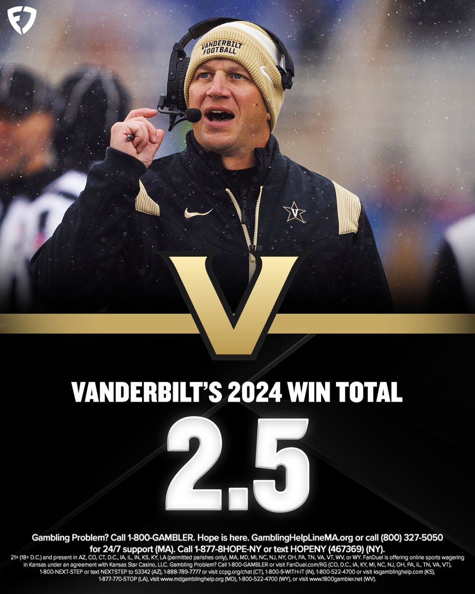 Vanderbilt has won just nine games in the last FOUR YEARS COMBINED 😅 Over or under 2.5 wins this season? 💰 #AnchorDown | #SEC