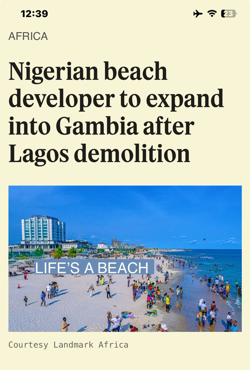 Just in ! Paul Onwuanibe beach developer relocates to Gambia after Lagos demolition LAGOS — After losing its Lagos beachside real estate to controversial government plans for a coastal highway, Nigeria’s Landmark Africa is working on plans to build two new West African beach