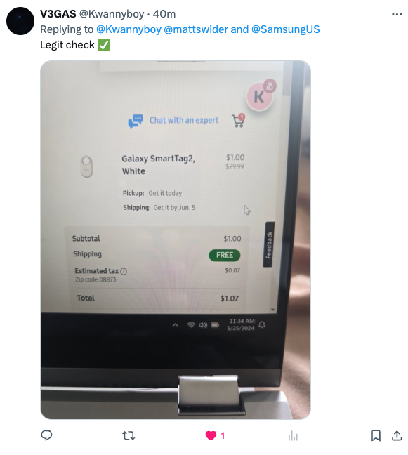 mattswider's tweet photo. 🥳100+ more happy followers posting W's of my $1 @SamsungUS SmartTag2 deal, like @richontech – thanks for the s/o on your radio show today, Rich!

👇More discount codes in stock if you follow my Quoted Post proving you're not a🤖 https://t.co/kvphhC9le7