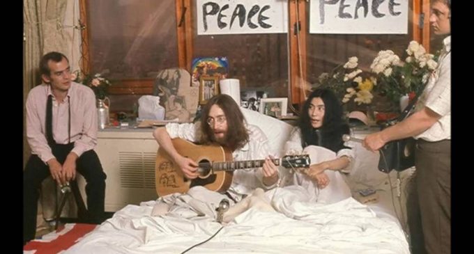 On this day in 1969, John Lennon and Yoko Ono began their 'Bed-In' at the Queen Elizabeth Hotel in Montreal. It was there that Lennon recorded Give Peace a Chance while in his hotel suite.