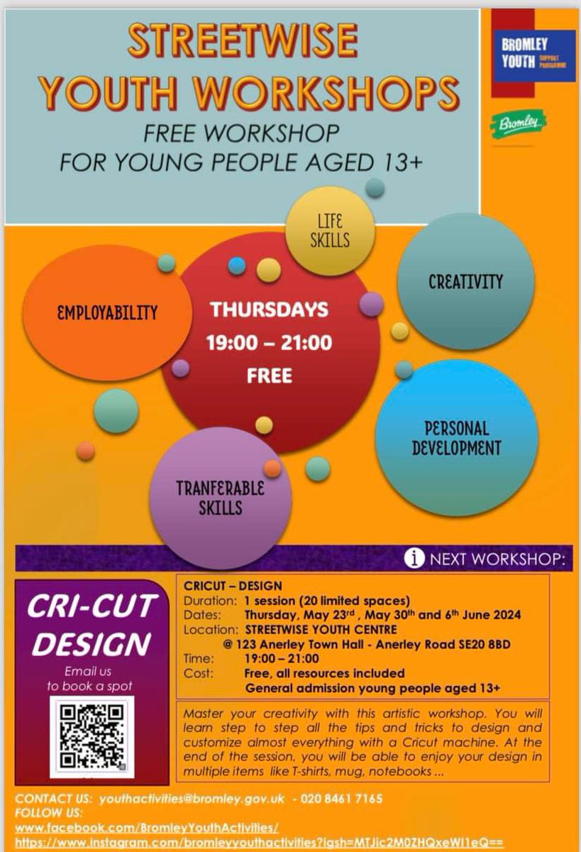 Youth Club with @streetwise @BromleyYouth - SE20 area.. Lots of amazing free opportunities for your children and teenagers ..