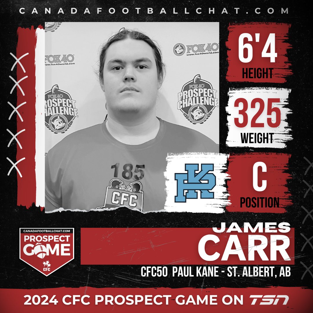 chatfootball's tweet photo. #CFCPROSPECTGAME SPOTLIGHT 🍁➡️ https://t.co/mjTQ22axoN

👤 OL @JamesCarr6427 
🎓 Class 2025
🏫 Paul Kane
📍 St, Albert, AB

"I'm just stoked to have received such a great opportunity to play on this kind of stage."

The #CFCProspectGame on TSN will kickoff on May 31st at TD Place Stadium 🏈

FULL ROSTERS ➡️ https://t.co/iDhsHumc6S