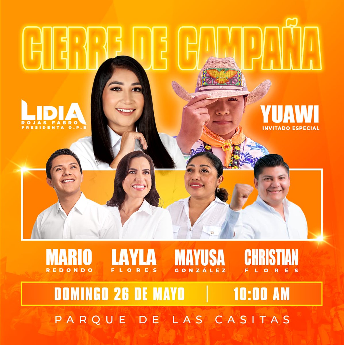 NUESTRA CANDIDATA CIERRA CON TODO!!! 🍊🍊🍊

CONCIERTO DE YUAWI EN EL CIERRE DE CAMPAÑA DE LIDIA ROJAS 🍊🧡