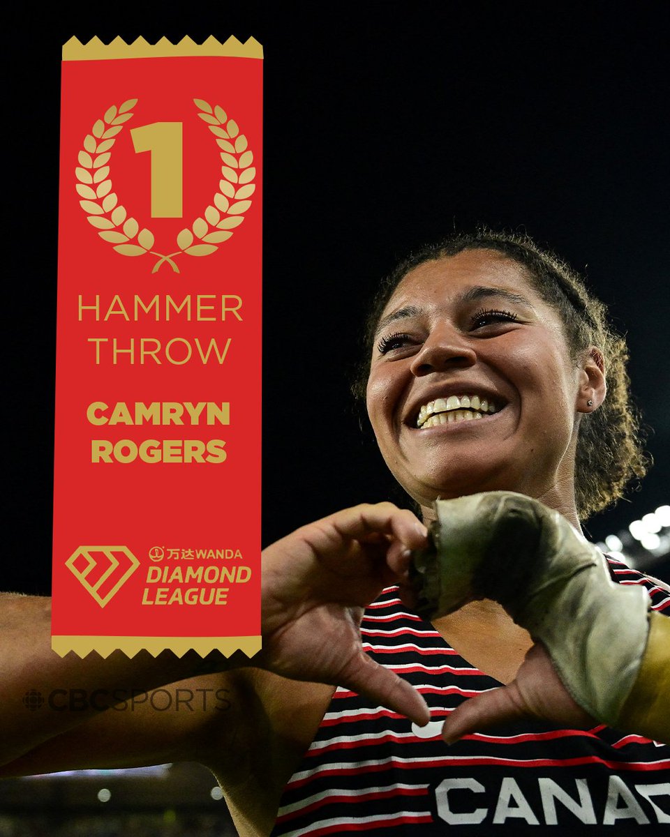 Canada's Camryn Rogers sets Diamond League hammer throw record with a 77.76-metre heave 🇨🇦🥇 She breaks the Diamond League Record!! More details ➡️ cbc.ca/1.7214892