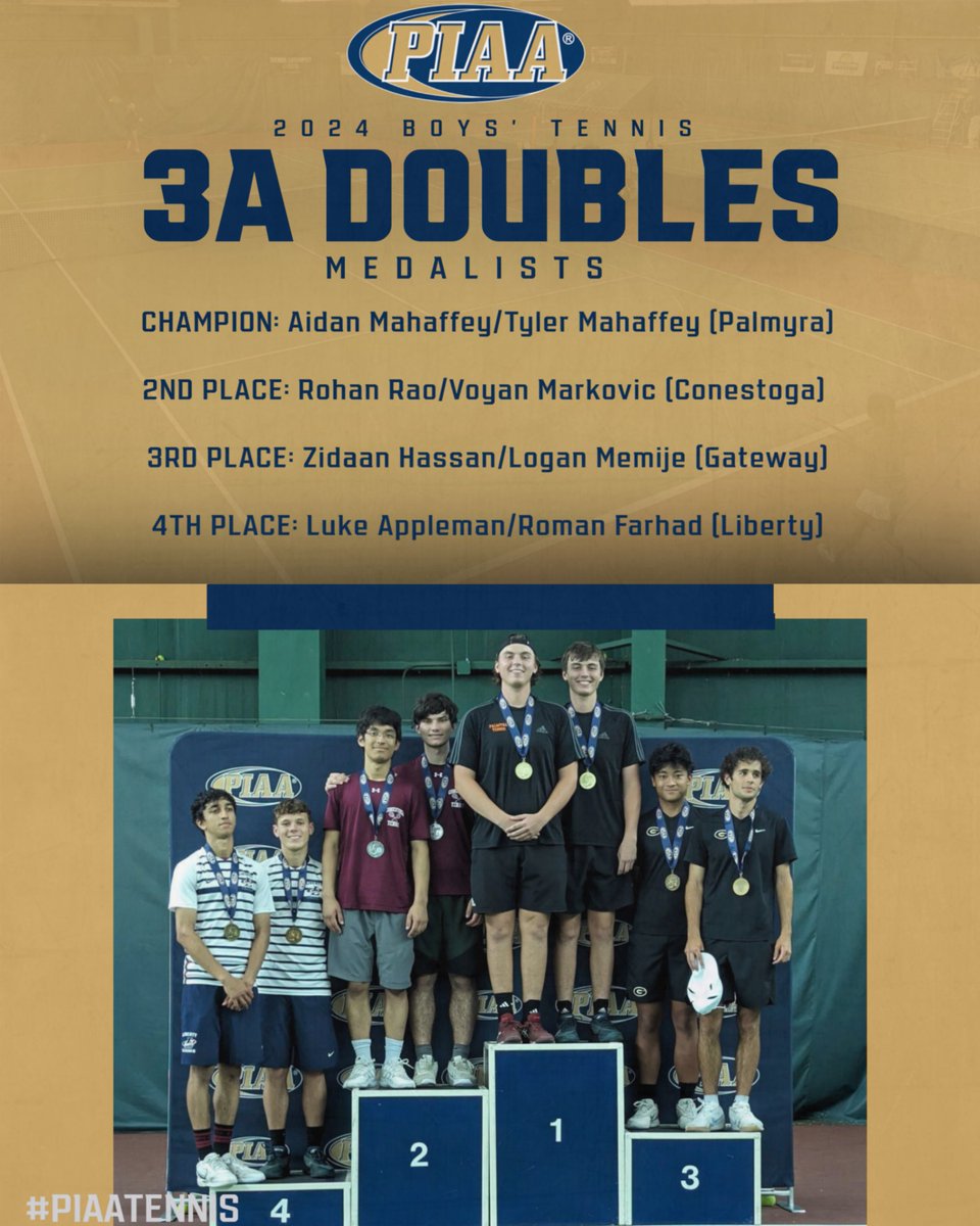 #PIAATennis Congratulations to the 2⃣0⃣2⃣4⃣ 3A PIAA Doubles Medalists! 🎾🏅