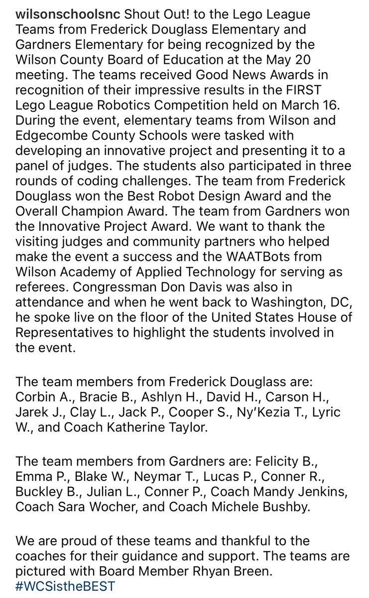 WilsonSchoolsNC's tweet image. #WCSistheBEST