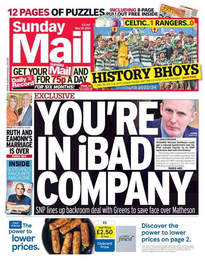 Scotland, the only Home Nation you can fraudulently claim £11,000 in expenses, lie to parliament about it, parliamentary committees and the Presiding Officer and your party leader believes you’re above reproach Mattesons done everything you shouldn’t do and is still being