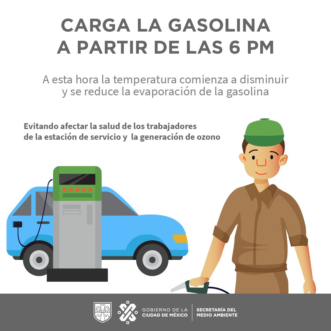 SEDEMA_CDMX's tweet photo. Para reducir la emisión de contaminantes en el aire, sigue estas recomendaciones:

⛽️ Recarga gasolina después de las 6 pm o antes de las 10 am
⛽️ Si vas a llenar tu tanque, pide que se detengan cuando bote el seguro de la pistola de llenado https://t.co/w5pBDfOQsj
