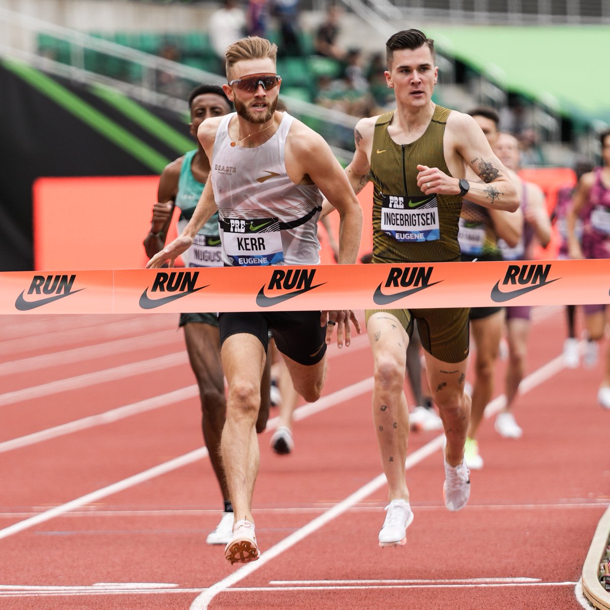KERR 😤 🇬🇧's @joshk97 powers to the win in the highly-anticipated Bowerman Mile. 3:45.34 national record to hold off Olympic 1500m champ Jakob Ingebrigtsen. 📸 @matthewquine #DiamondLeague