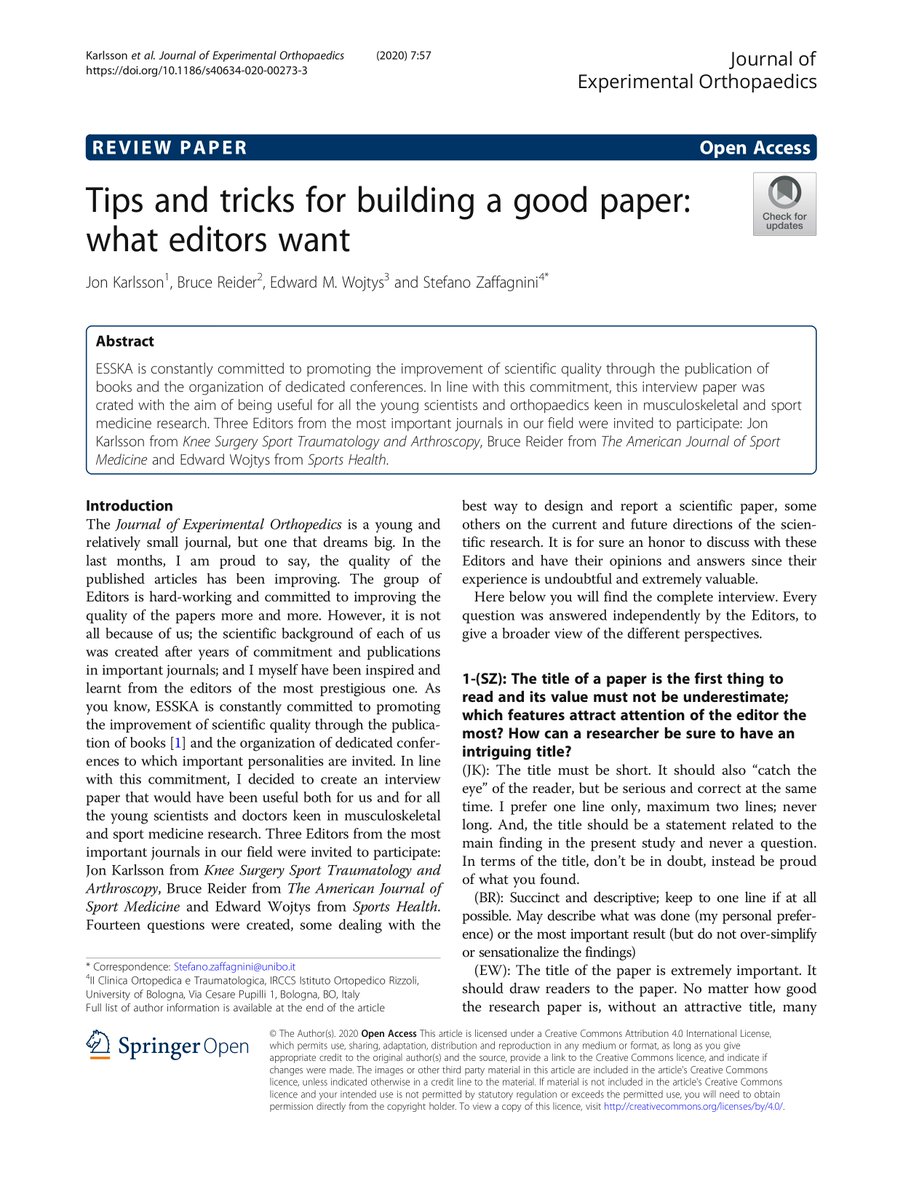 Tips and tricks for building a good paper: what editors want ( 1/5)