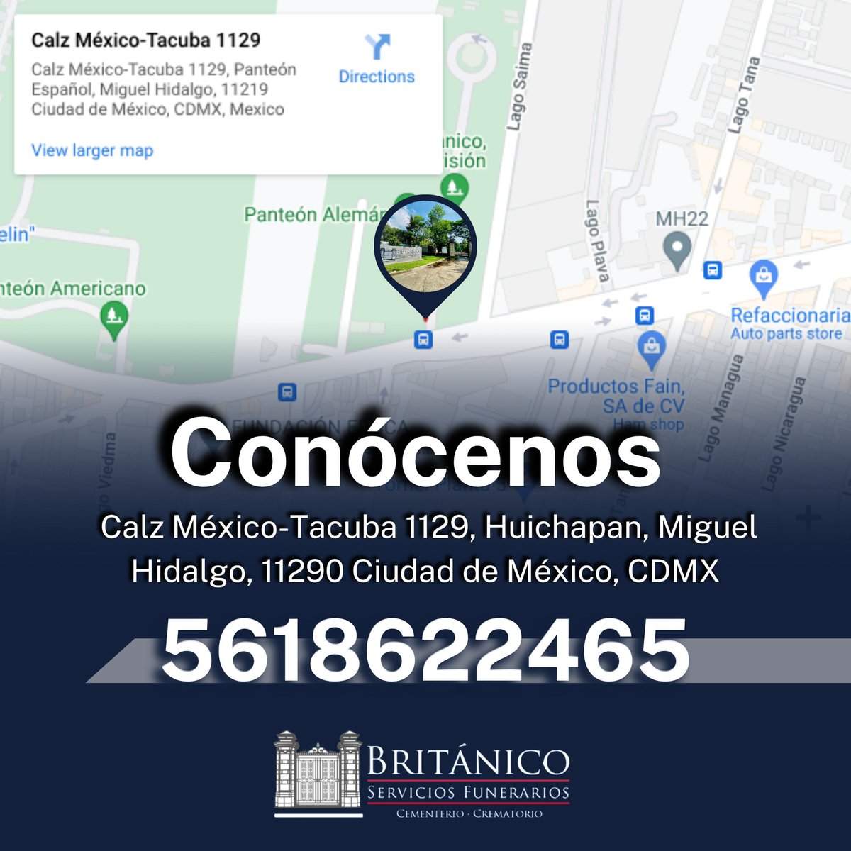 Conócenos, todo en un mismo lugar. 

Deja todo en nuestras manos
Servicio a Previsión: 5618622465
.
.
.
.
.
.
.
.
.
.
.
.
.
.
#ServiciosFunerarios
#cementeriobritanico
#Britanicoserviciosaprevision
#britanicoserviciosfunerarios
#funeralesbritanico
#planesfunerarios