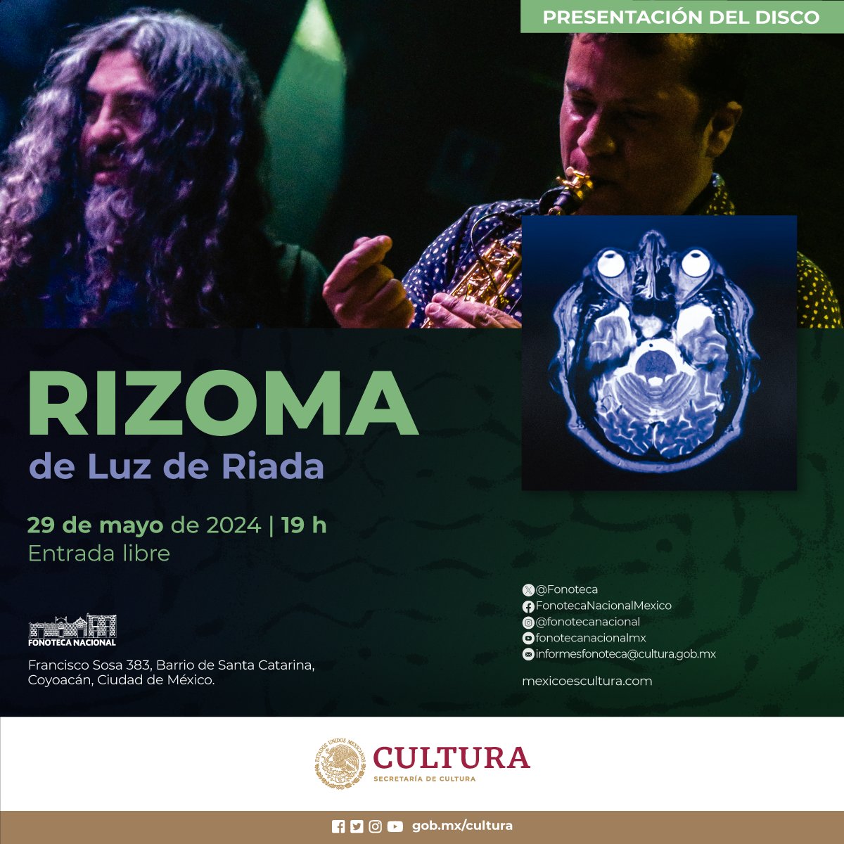 #Fonoteca Nacional #coyoacan #cdmx #music #mexicocity <a href="/Fonoteca/">Fonoteca Nacional</a>  #albums #releases #estrenos Presentación del disco Rizoma de la agrupación Luz de Riada
@LuzdeRiada regresa con su más reciente LP de rock progresivo RIZOMA. Este disco incluye colaboraciones de los músicos Pat