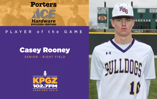 1027FMRocks's tweet photo. Today's @PortersBuilding Player of the Game against Webb City was Casey Rooney! Casey got a huge hit that drove in a run late in the game and also made the final catch of the game that will send the Bulldogs to the State Final for the first time in more than 25 years! Way to go! https://t.co/1cuTUoZ8j0