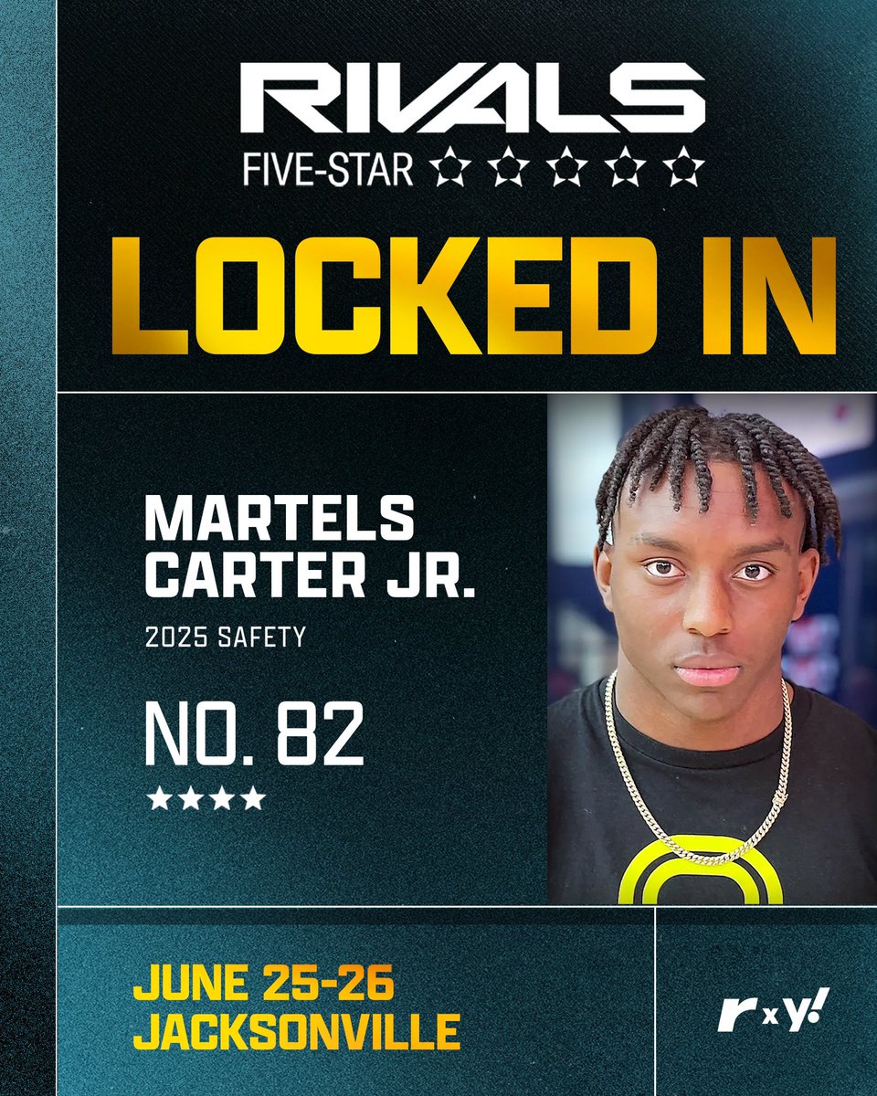 🚨LOCKED IN🚨 4⭐ S Martels Carter Jr. is one of the 100 BEST prospects in the country coming to Jacksonville to compete at the Rivals Five-Star on June 25-26🔥