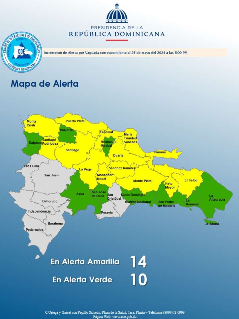 Aumentan a 24 las provincias en alerta por vaguada; recomiendan tomar precauciones 🔗listindiario.com/la-republica/2… #ListínDiario