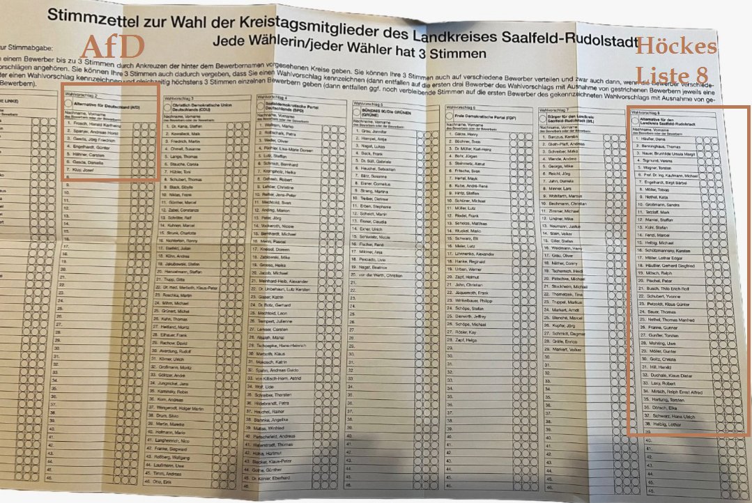 #Höcke gegen die #AfD! So sieht der Stimmzettel im Landkreis #Saalfeld #Rudolstadt aus: 👇