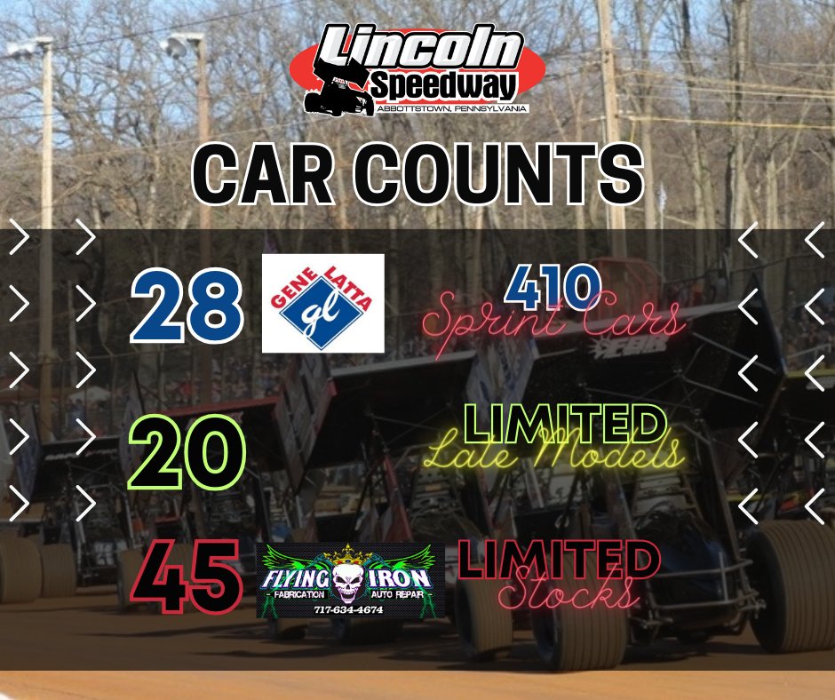 Car Counts for tonight's Bob Leiby Memorial: