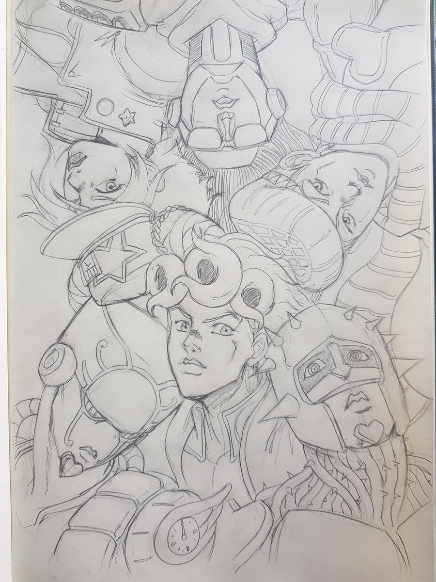 Many of you may not know but I started my art journey online 5 years ago by drawing JoJo stuff exclusively. My main focus was Stand and characters fusions. So here is a thread of those: 🧵 