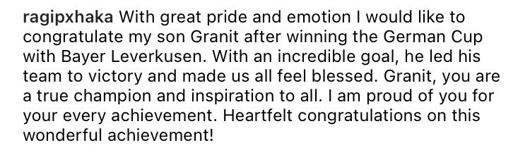 боже мой. ❤️

ни одно достижение клуба Байер Леверкузен не сравнится с тем, что благодаря им, впервые за 32 года, Гранита Джаку похвалил его отец.