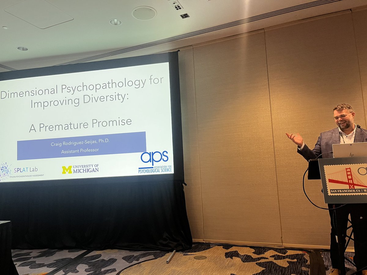 1/ @CraigAnthonyRS at #APS24SF @PsychScience discusses the implications of different nosological systems in applications to minoritized groups