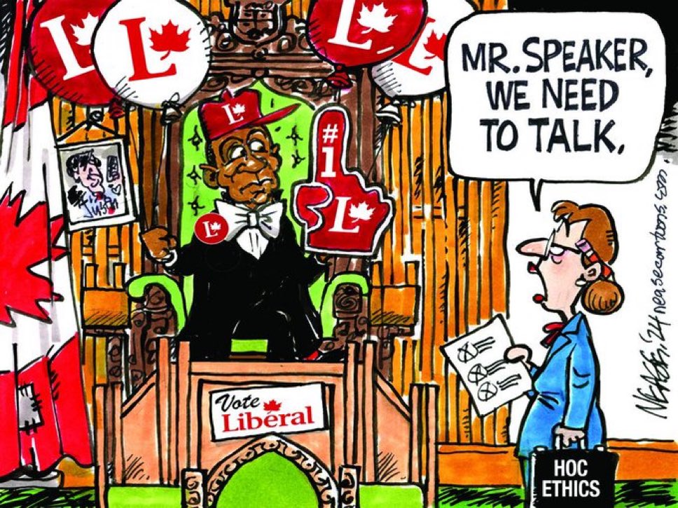 GREG FERGUS Has been speaker of the house for approx. 8 months & has been involved in no less than 4 non-partisan events/scandals. Just ONE should disqualify him from his role. You see, THIS is the problem with Canadian politics. There are ZERO consequences for actions.