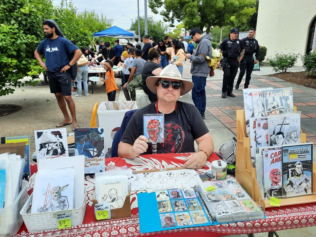 Me at the Upland Library Star Wars day event.  Still drawing. #zailoart #starwarsday #uplandlibrary