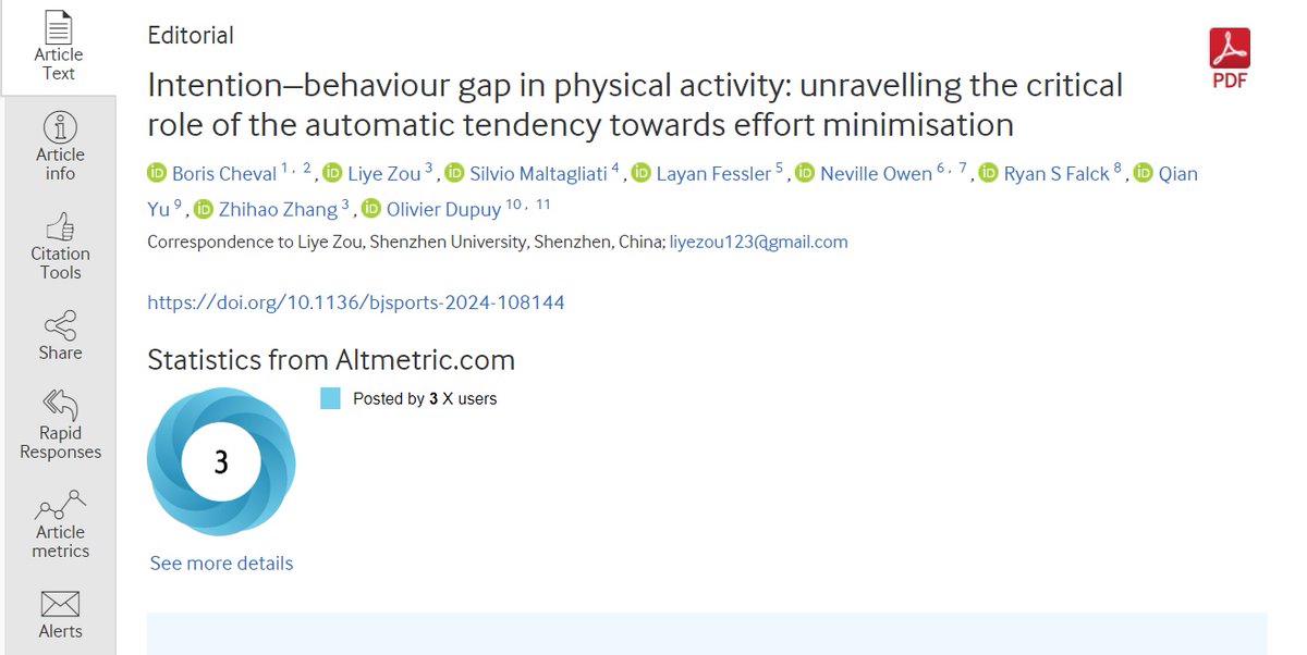 A BJSM meta-analysis reveals a startling fact: intentions to be physically active rarely lead to action

Discover why the intention–behaviour gap persists and how the Theory of Effort Minimisation in PA (TEMPA) could hold the key to overcoming it: bjsm.bmj.com/content/early/…

#TEMPA