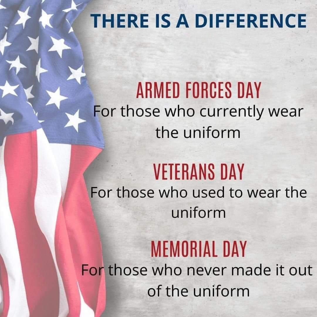 Important to know the difference. #armedforcesday #veteransday #MemorialDay
