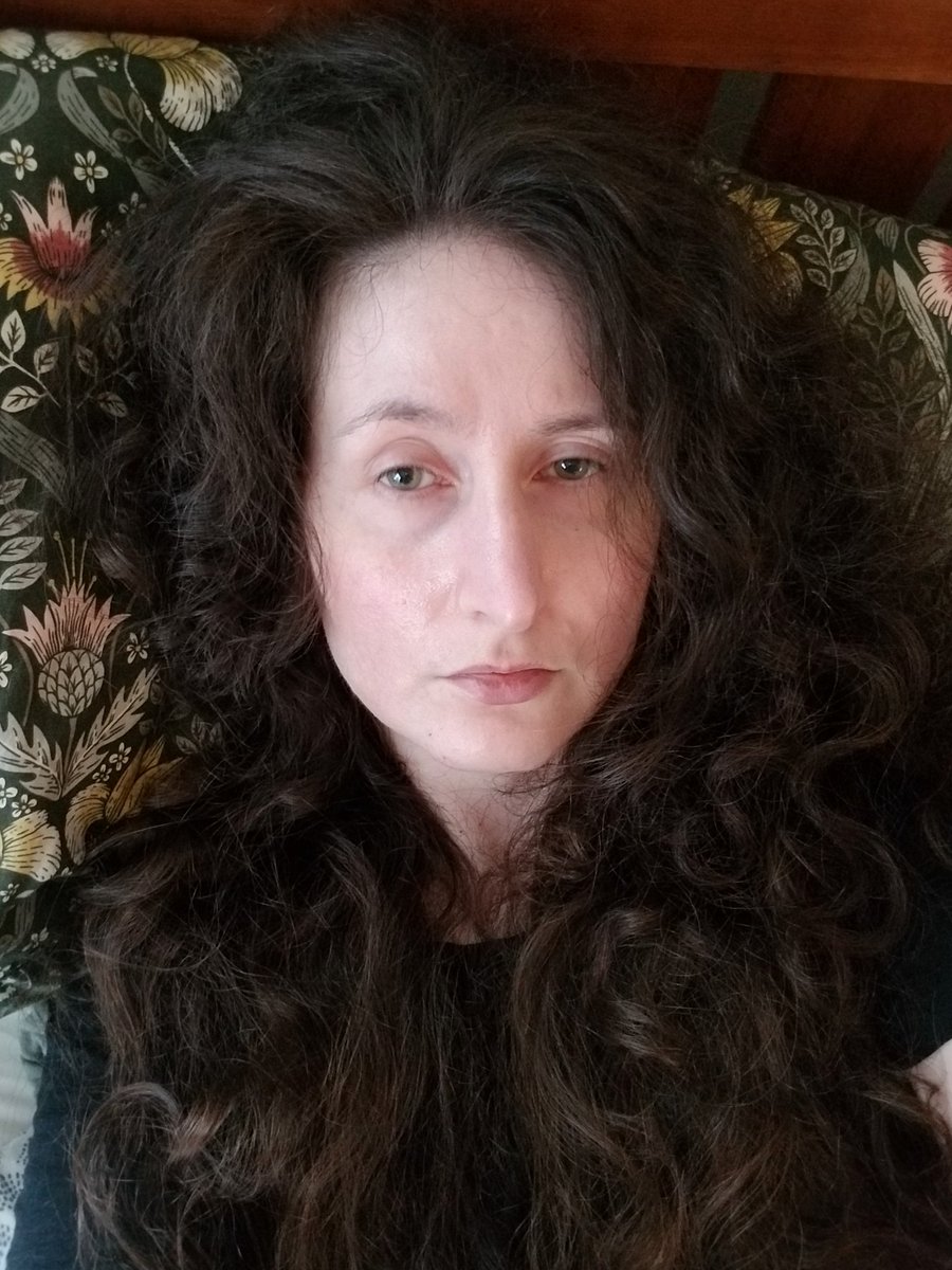 Got up and saw myself in the mirror. It dried semi curly and I'm rocking a bit of a Louis the XIV look lol. No wonder it's such a chore to wash. Feeling like death now.