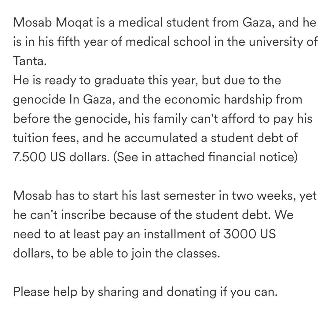 Please donate and Share Mosab's Campaign gofund.me/2b64062d