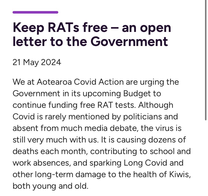 “We at Aotearoa Covid Action are urging the Government in its upcoming Budget to continue funding free RAT tests.” Please amplify this important message ahead of the Budget, with many thanks to @covidactionnz for this vital mahi 🙏🙏 covidaction.nz/en/keepratsfree