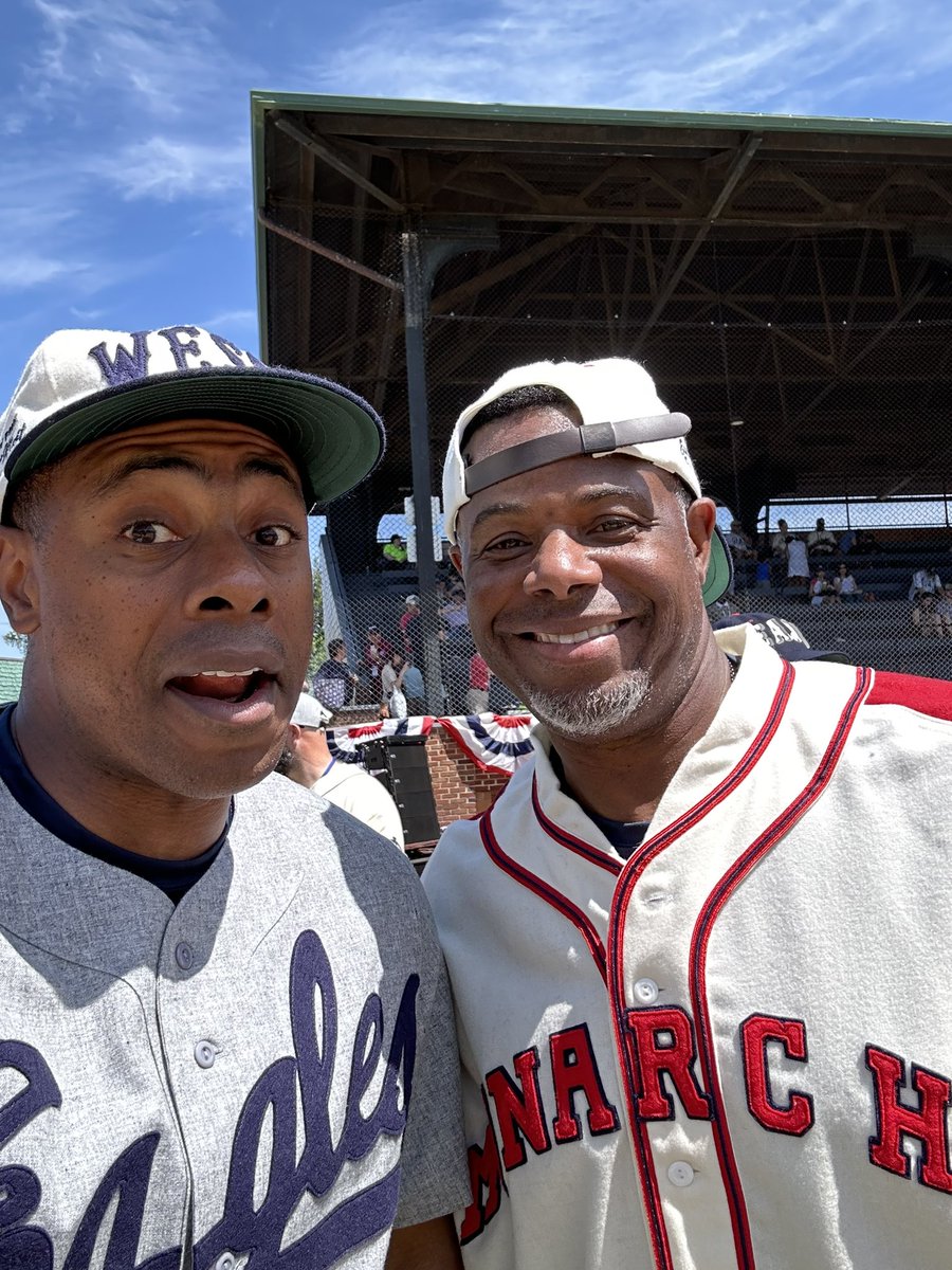 My face says it all, the day has finally come,I got a photo with the GOAT, aka one of my favorite players Ken Griffey Jr. before our East-West Classic game in Cooperstown #legend #baseballhalloffame