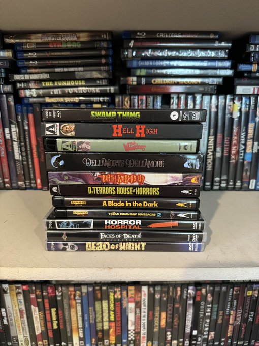 Stack of movies I bought last weekend at Texas Frightmare! Which one is your favorite??!! 😱🖤 #HorrorMovies<a href="/tag/collector"class="tags"><span>#collector</span></a><a href="/tag/horrormovies"class="tags"><span>#horrormovies</span></a><a href="/tag/horrorcommunity"class="tags"><span>#horrorcommunity</span></a><a href="/tag/ph"class="tags"><span>#ph</span></a>