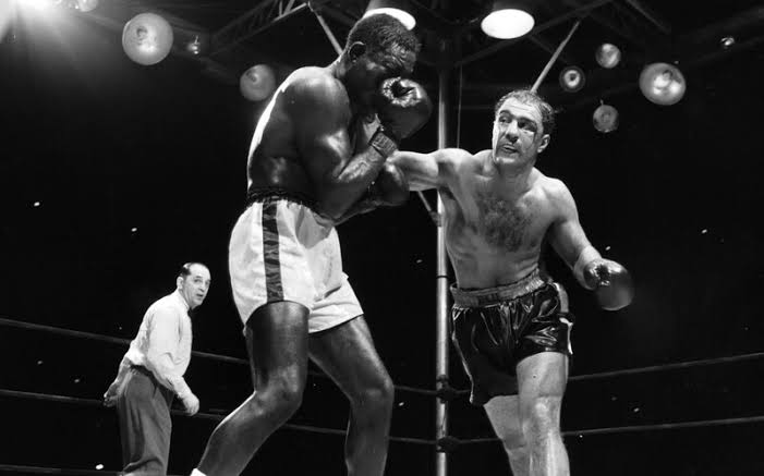One of the things that makes Marciano a disconcerting opponent for a good boxer like Charles is that even his awkwardness is inconsistent.