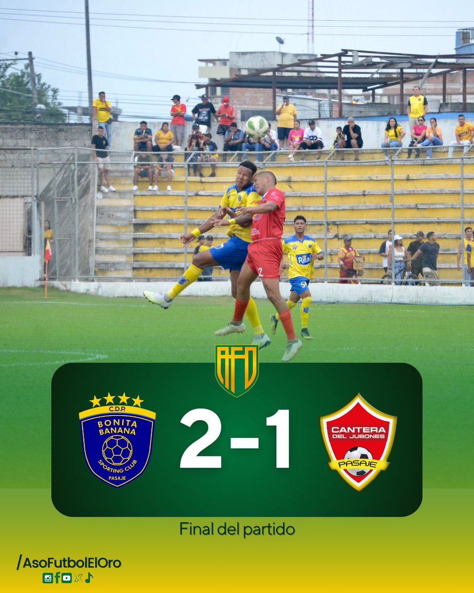 Bonita Banana ganó 2x1 a Cantera de Jubones, en la primera fecha del Torneo de Segunda Categoría de la Asociación de Fútbol Profesional de El Oro.