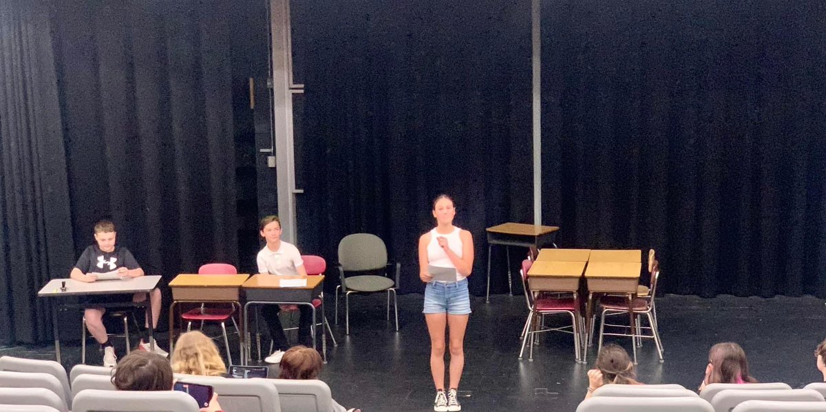 BeaverAreaSD's tweet photo. BAMS Creative Writing students wrote, cast, and directed short plays as part of their final project. Genres ranged from mystery to musical satire! The audience laughed, gasped, and enjoyed every second! https://t.co/1dirRJt9xY