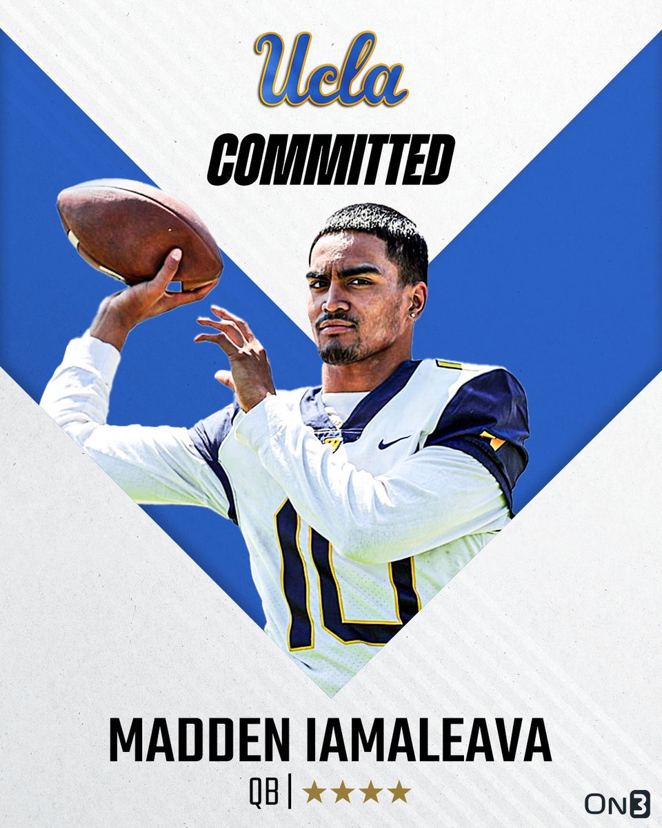 🚨BREAKING🚨 4-star QB Madden Iamaleava has committed to UCLA🐻 More from @ChadSimmons_: on3.com/college/ucla-b…