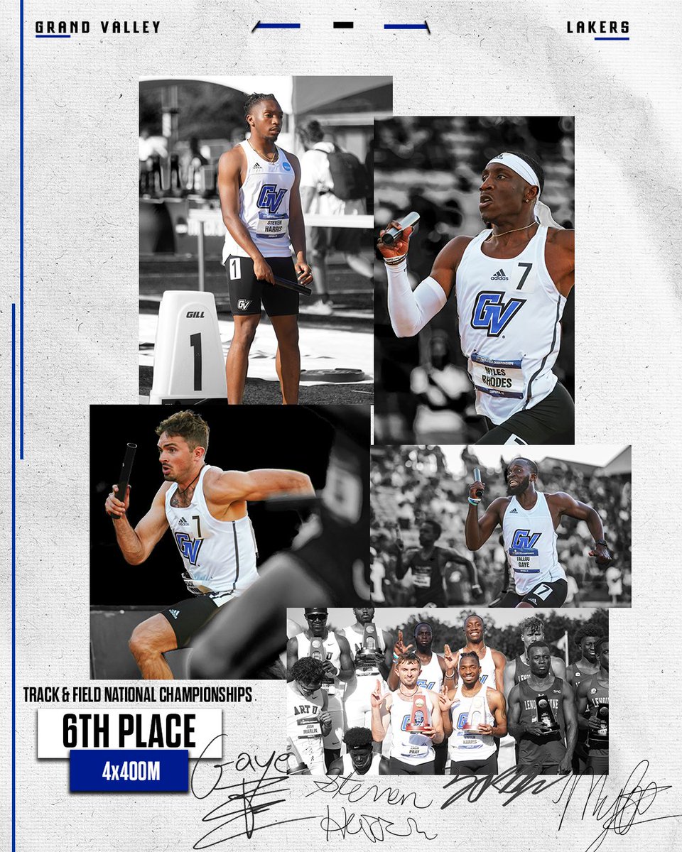 These men gave it their ALL on the track in the 4x400m!

Harris, Pray, Gaye and Rhodes finished in 6th place with a time of 3:09.47 to end the night for the Lakers!

#AnchorUp