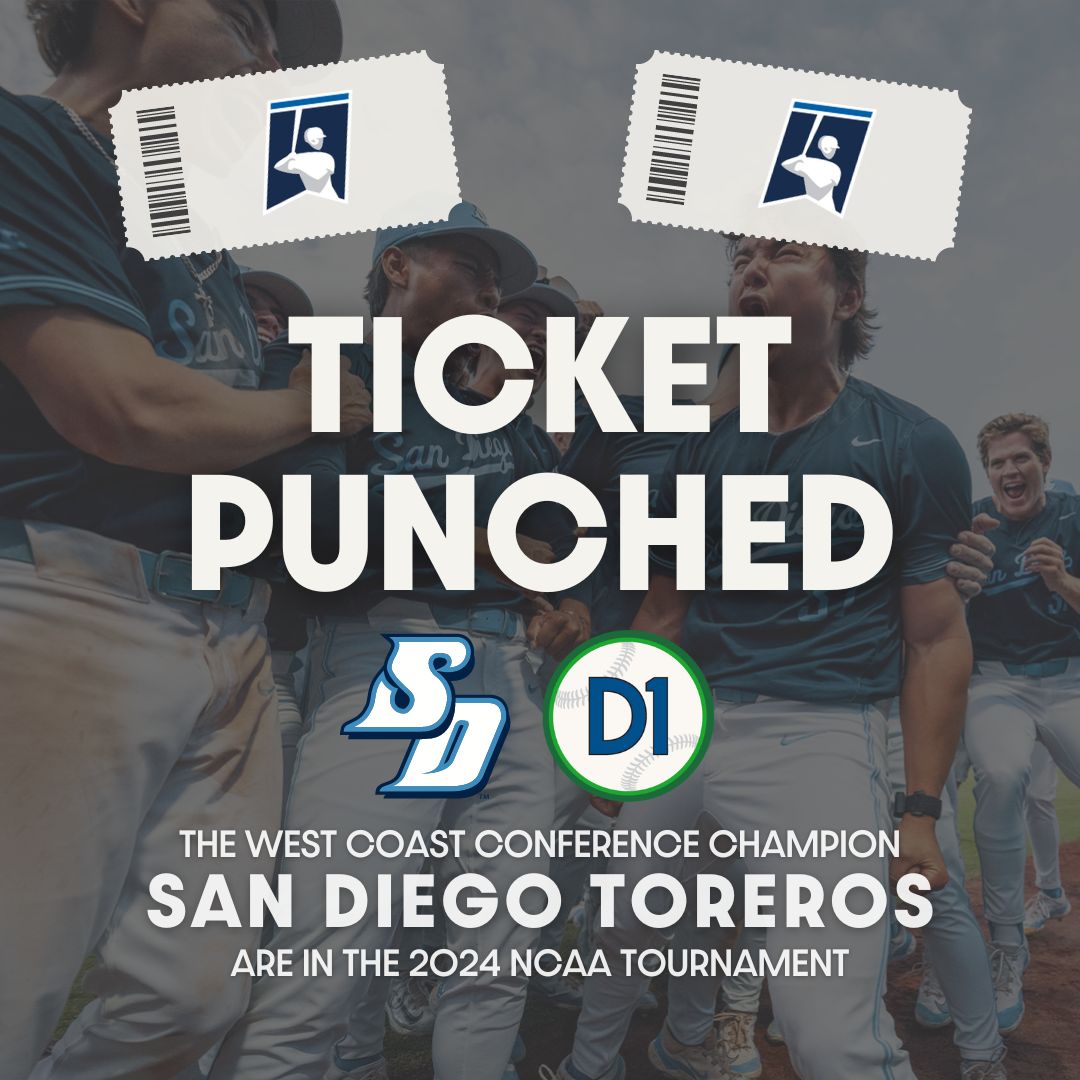 🎟 𝐓𝐈𝐂𝐊𝐄𝐓 𝐏𝐔𝐍𝐂𝐇𝐄𝐃 🎟

For the 10th time in program history and second time in the last three seasons, <a href="/USDbaseball/">San Diego Baseball</a> is heading to the NCAA tournament!

🔗 buff.ly/3Vd5Hxu