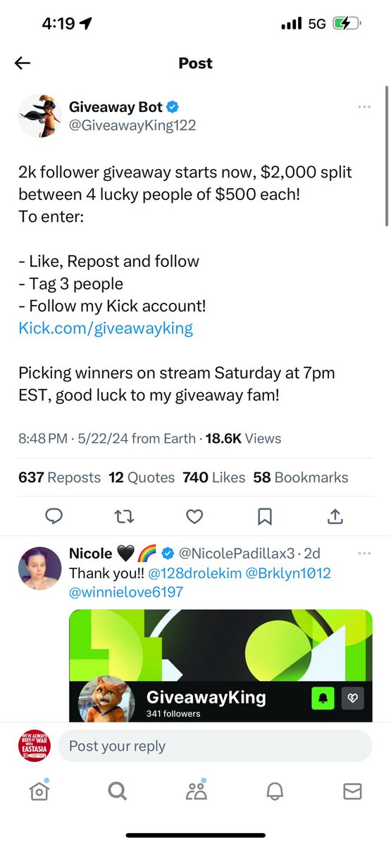 I have heard from several people that the winners of this @GiveawayKing122 giveaway have not been paid yet, supposedly because they are waiting to receive the money to be sent out. If that is the case, perhaps they should be waiting to pay them before announcing new giveaways.