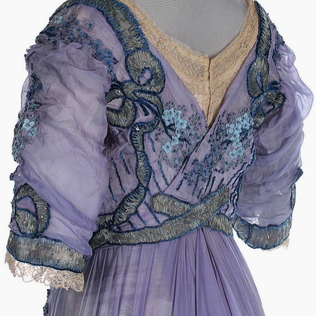 Edwardian lavender evening gown by Verhaeren of New York, circa 1909.