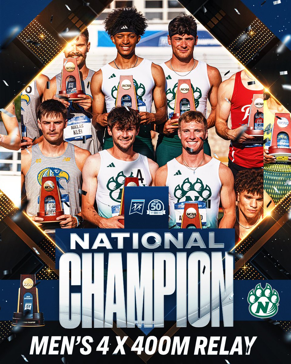 With a time of 3:06.41, <a href="/bearcatsports/">Northwest Athletics</a> is your National Champion in the men’s 4 x 400m relay‼️‼️

#MakeItYours | #D2MOTF