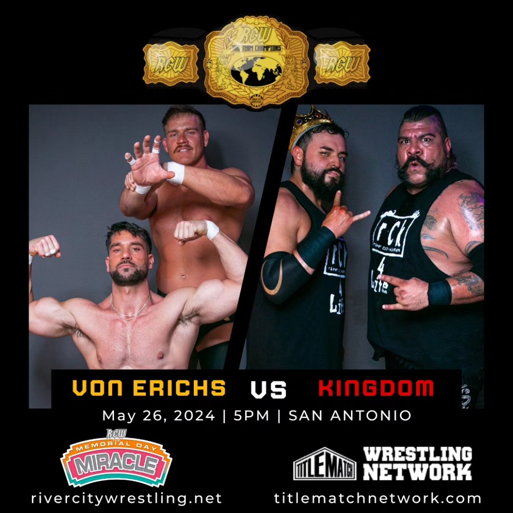 Almost time for RCW: The Memorial Day Miracle! Watch live at titlematchnetwork.com/rcw-river-city… @RossVonErich @MarshallVonEric @VonErich3G @officialroblove @TitleMatchWN